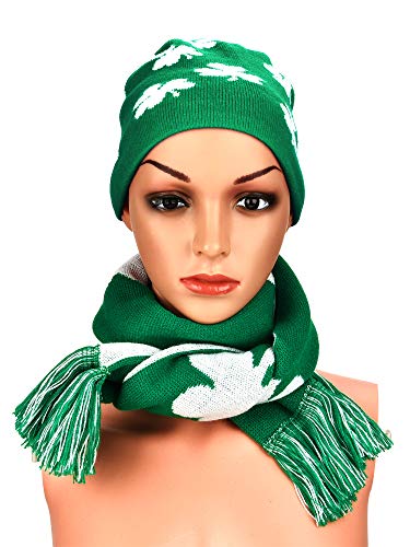 Chuangdi-St-Patricks-Day-Costume-Accessory-Set-Include-Shamrock-Beanie-Hat-and-Scarf-Green