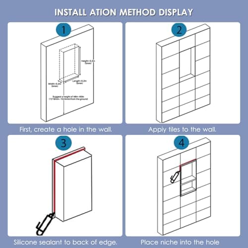Stainless Steel Shower Niche, Recessed Shelf Wall Insert for Bathroom Storage, Organize Shampoo and Soap Efficiently