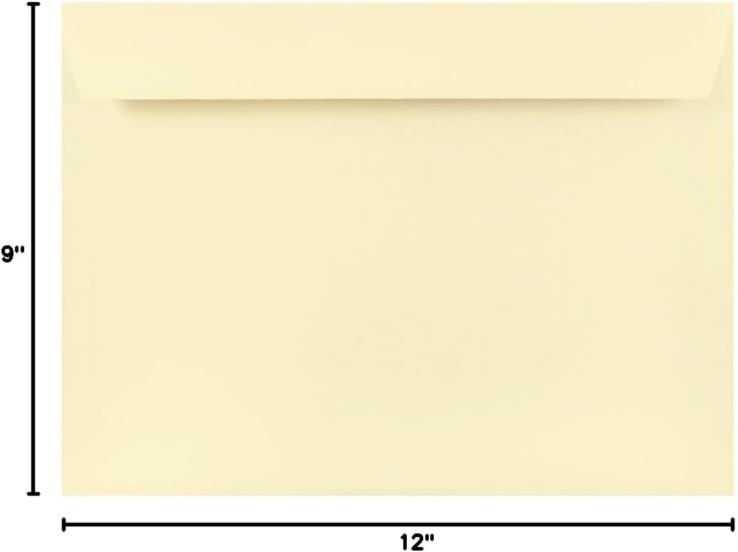 JAM PAPER 9 x 12 Booklet Strathmore Envelopes - Natural White Wove - 50/Pack