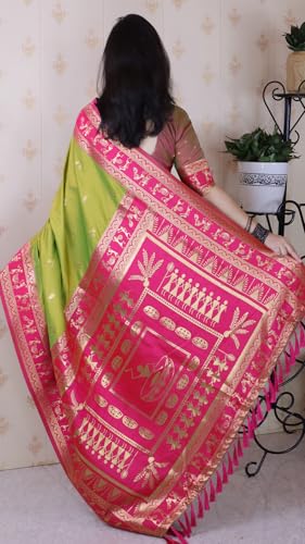 Image of SGF11 Women's Kanjivaram Pure Soft Silk Saree With Unstitched Blouse Piece