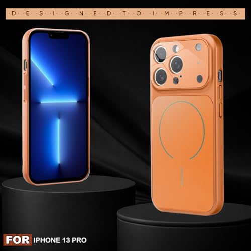 Image of SHINESTAR Premium Luxury Case Compatible with iPhone 13 Pro | Protective Back Cover with Camera Lens Safety | Wireless Charging Support | Slim Fit Durable Design | Enhanced Grip Protection Orange