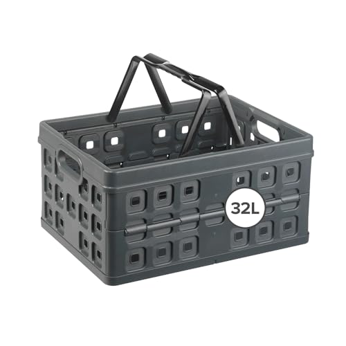 Sunware-Square-Folding-Box-32-Litre-with-Handle-Anthracite-Black-Colour Sunware Square Folding Box 32 Litre with Handle Anthracite Black Colour - Image 1
