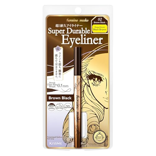 Heroine Make by KissMe Super Durable Eyeliner | Waterproof Liquid Eyeliner | Brown Black Liner for...