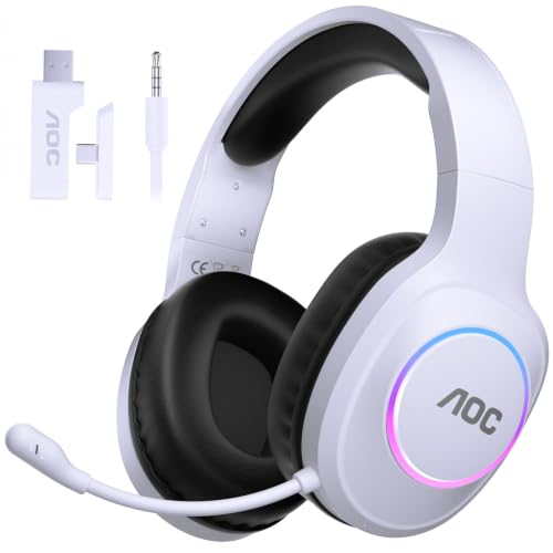 Image of AOC Wireless Gaming Headphones Compatible with PS5 /4, Switch, PC- White