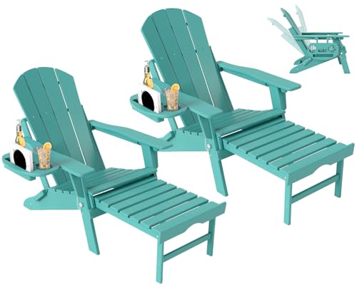 NAVINE Adjustable Adirondack Chair with Retractable Ottoman Set of 2,