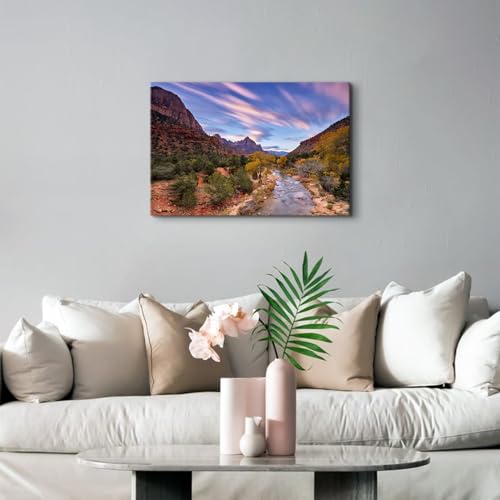 Image of Nature Mountain Landscape Wall Art Western Wall Decor for Living Room Desert Canyon Cliff Pictures Utah National Park Scenery Painting Canvas Prints Rock Mountain Poster Artwork Home Decoration 16x24 inch