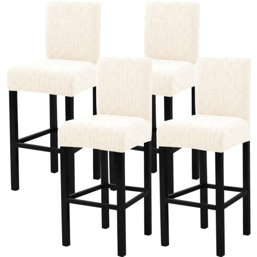 Image of FUANGUI Bar Stool Covers Set of 4, Stretch Bar Stool Seat Covers