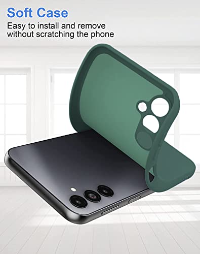 Image of DIZORO Microfiber Candy Case Compatible for Samsung A14 5G Smooth Touch Cushion Liquid Soft Silicone Gel Rubber Premium Mobile Accessories Non-Slip Full Body Protective Case Shockproof - Forest Green