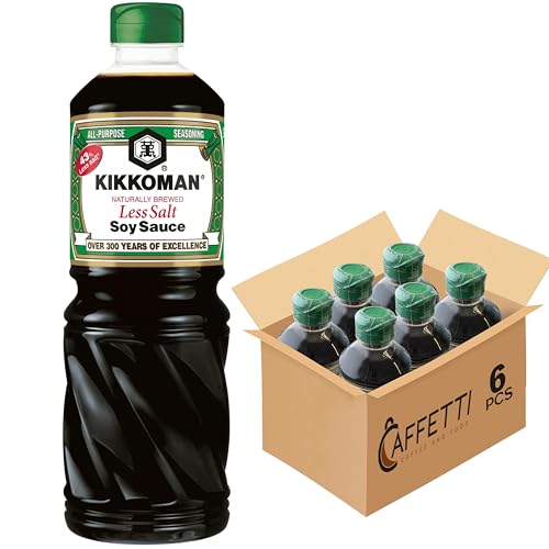 6 x Salsa di Soia da 975 ml, Soy Sauce Less Salt, a Basso Contenuto di Sale, Multipack Formato Convenienza - 6 pz x 975 ml