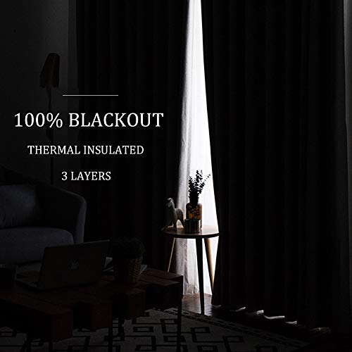 Ryb Home RHGMBLK2LSA2-5284B01 Soundproof Curtains 84 Inches - 3 Layers Blackout Curtains Noise Cancelling Thermal Insulted Drapes thumb #7