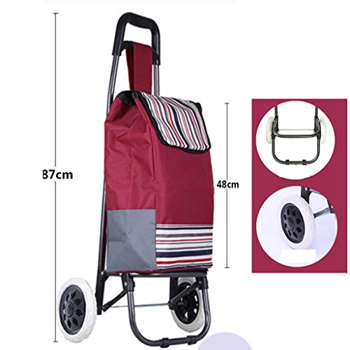 GJ-gwcd faltbarer Einkaufstrolley auf 2 Rädern, mit drehbaren Rädern und abnehmbarer, wasserdichter Canvas-Tasche, für… – Bild 3