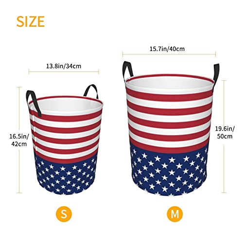 Panier à linge rond motif drapeau américain imperméable