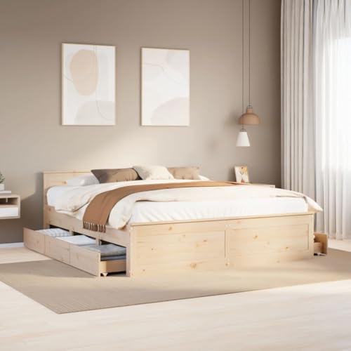 DYRJDJWIDHW somier Cama Individual Sofa Cama Individual bedCama sin colchón con cabecero Madera Maciza de Pino 200x200 cmAdecuado para dormitorios