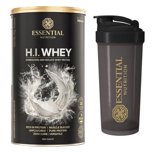 H.I Whey Protein Isolado/Hidrolisado Neutro (sem sabor) - Essential Nutrition + Coqueteleira