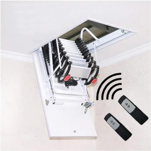 Escalera eléctrica para loft con pasamanos, control remoto, plegable, diseño telescópico, apta para escaleras, tamaño personalizable