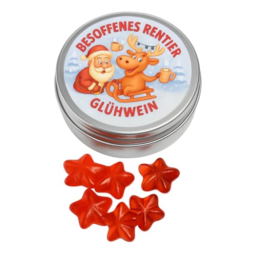 Besoffenes Rentier – Glühwein-Sternchen aus der Dose Scherzartikel Lustige Geschenkidee Party-Brüller Spaßgeschenk Wichteln