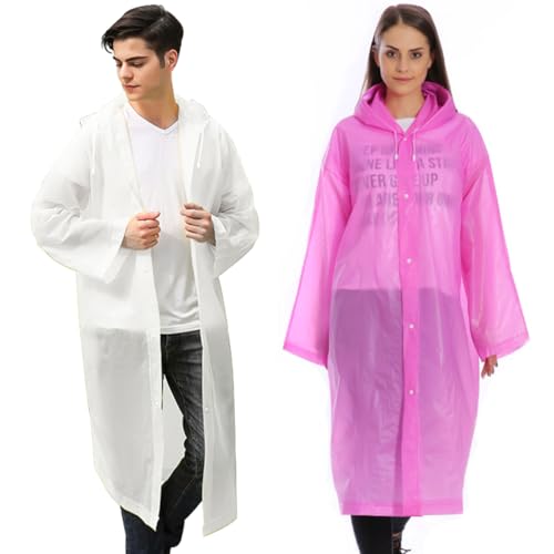 La Mejor Lista de Venta de Impermeables para Lluvia al mejor precio. 46 DQST 2 PACK Impermeables para Lluvia, Chubasqueros, Impermeables para Hombres y Mujeres Adultos, Poncho Impermeable, Reutilizable EVA Ponchos Impermeables Chaquetas Capa Lluvia....