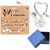 Cadeau Maman Original - Bracelet & Porte-Clés pour Femme - Cadeau Anniversaire Maman - Idée Cadeau pour Mère/Soeur/Amie/Ado - Anniversaire/Fête des Mères/Noël (Rose Gold)