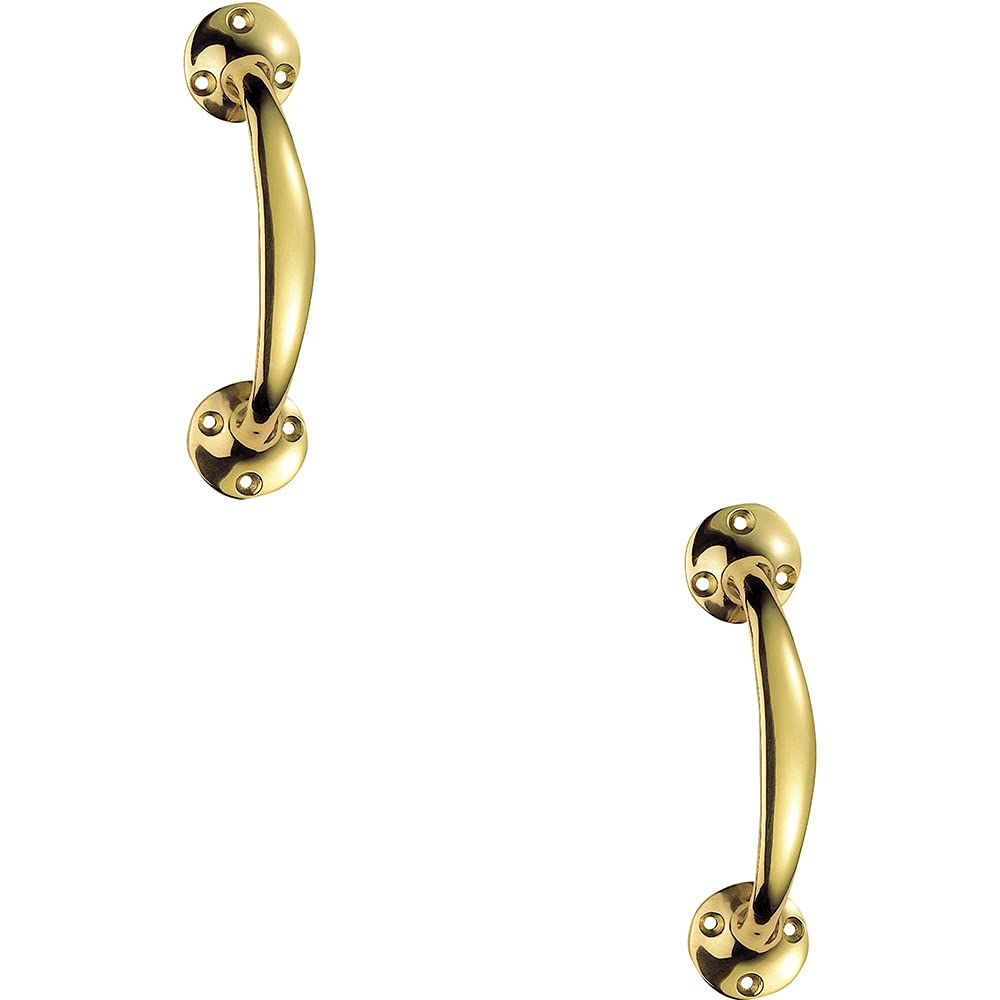 2 Pack | Victorian Bow Shaped Pull Handle - 152mm Length - 32mm Proj - Polished Brass | Traditional Pull Handle - Suitable for Lightweight Internal Doors - Ornate Design Cabinet Handle
