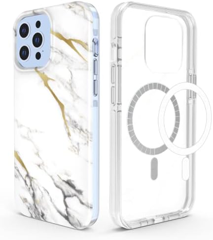 leChivée Magnetic Case For iPhone 13 Pro Max Case Compatible with Magsafe, Marble Deign Shockproof Anti-scratch Hybrid Slim Bumper Protective Phone Cover Cases for iPhone 13 Pro Max 6.7'' 2021