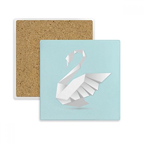 Coaster Cygne Blanc en pierre absorbante dessous de verre carré multicolor