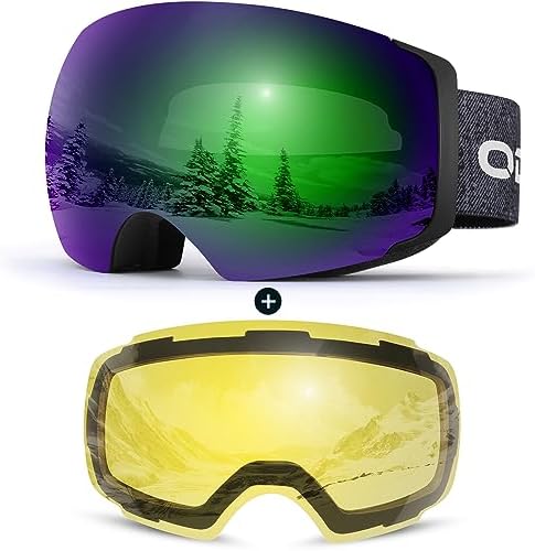 Odoland Gafas de esquí unisex para hombre y mujer, gafas de snowb...