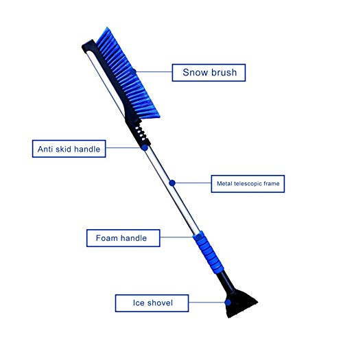 PETUNIA Raschietto del Ghiaccio ST-3901 Palo esteso Pala da Neve Multifunzionale Invernale Estensibile Pulizia e scongelamento della Neve Utensili per Veicoli Blu