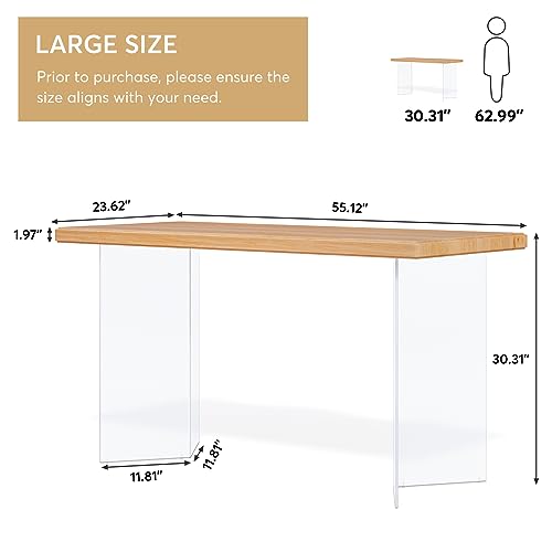 Tribesigns COMPUTER DESK, VANITY, ENTRYWAY CONSOLE Computer Desk, Modern Home Office Desks, 55 Inch Sturdy Wood Laptop Writing Table, Suspended Island Table With Acrylic Legs thumb #1
