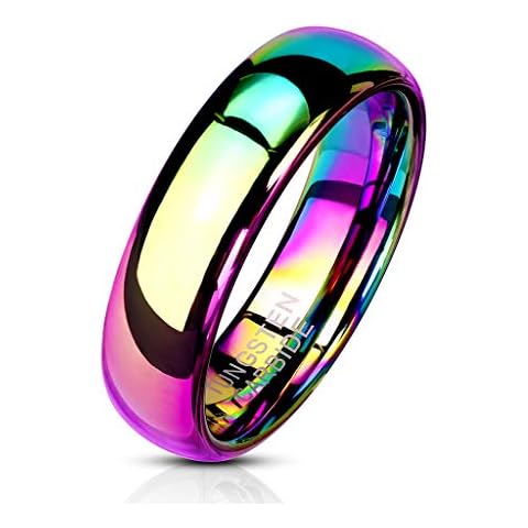 Paula & Fritz® Ladies Tungsten Carbide Ring Size J to Z+2 Silver Gold Black Rose Gold Rainbow 2mm 4mm 6mm 8mm Wide Mens Ring 6 Mm Breit | Silber Cover