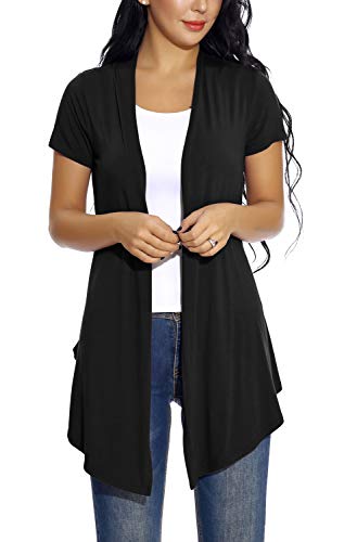 Women's Open Front Drape Cardigan Short Sleeves Solid Lightweight Cardigan2