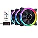 3 Pack Computer Case PC Fans RGB PWM LED Case Fan Adjustable Color Quiet High Airflow CPU Cooling Fans and Radiator Silent Intelligent Control (120mm/140mm/200mm) (120mm)