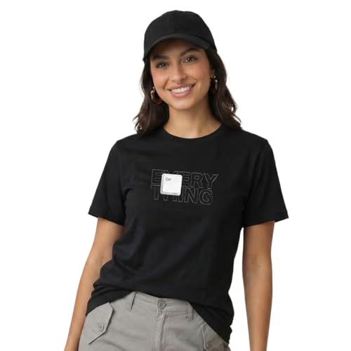 Image of Nobero Women's Graphic Printed T-Shirt | Regular Fit 180 GSM Cotton Tee for Women | Comfortable Round Neck Casual Wear