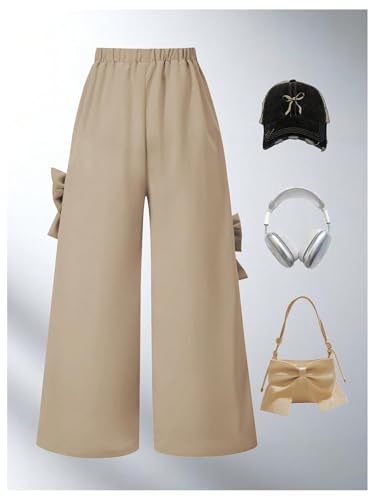 Girl's Y2k Bowknot Track Pants Elastic Waist Baggy Straight Wide Leg Baggy Trousers Sports Wear2