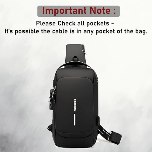 Image of DAHSHA Sling Bag for Men Stylish Crossbody Backpack for Men & Women, Anti-Theft Chest Bag with USB Charging Port, Messenger Bags, Casual Shoulder Bag (17 x 9 x 32 Cm)