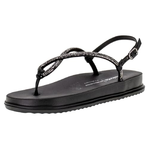 Sandália Feminina Dakota Flatform Papete Strass Preto 38