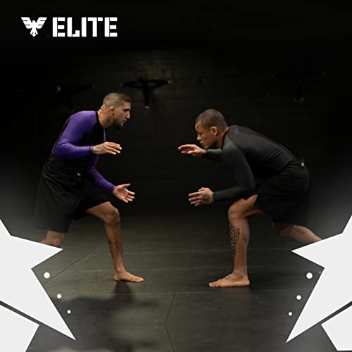 Elite Sports New Item Full Long Sleeve Compression, Mma, Bjj, No Gi, Cross Training Rash Guard, Large, Black #TOP6