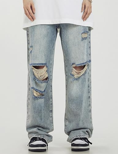 Baggy Jeans Y2K Hip Hip Ripped Jeans Grunge Pants High Waisted Skater Pants Wide Leg Distressed Jeans4
