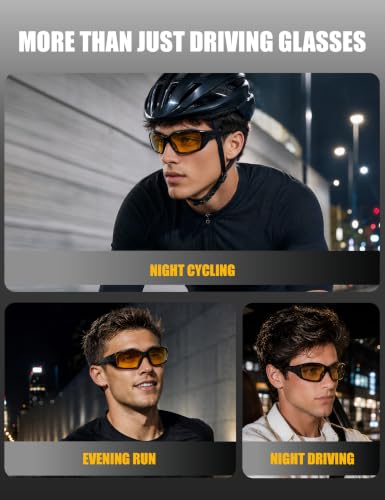 Image of BIRCEN Night Vision Glasses for Driving: Anti Glare TR90 Yellow Glasses