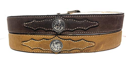 MENS CONCHO DECORATED WESTERN BELT COWBOY RODEO CONCHO LEATHER BELT (40, Dark Brown)2