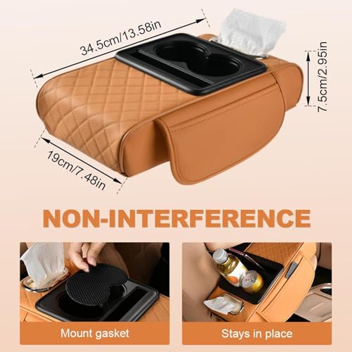 Reposabrazos de coche universal, cojín de consola central y almacenamiento extra 5