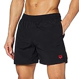 arena Herren Badeshortss Fundamentals Sides Vent Boxer (Schnelltrocknend, Seitentaschen, Kordelzug, Robust), schwarz (Black-Shiny Red), 3XL