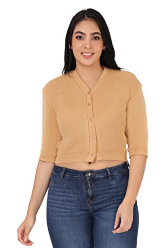 Image of Women Winter Wear V-Neck Half Sleeves Regular Fit Woollen Blouse