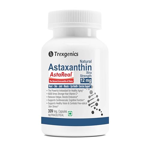 Image of Trexgenics ASTAREAL ASTAXANTHIN 12 mg from Japan (from 300 mg extract) Heart, Skin,Joint, Muscle, Eye, Exercise Support (30 Veg. Capsules) (12 mg (30 Capsules))