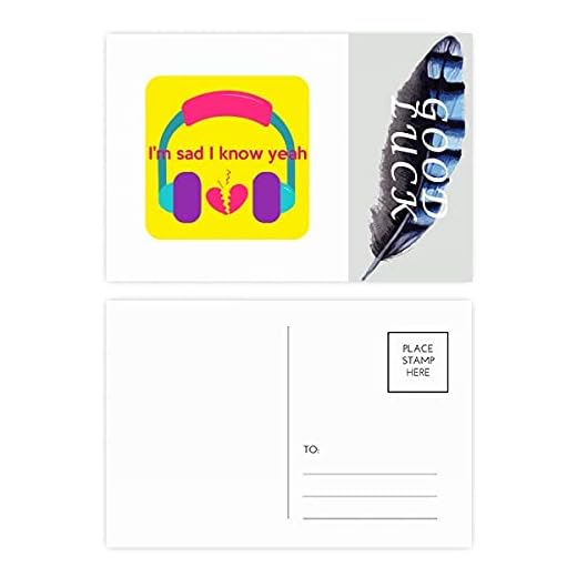 Engelska klassiska känslomässiga texter ledsen lyckofjäder vykortsset tackkort postsida 20 st