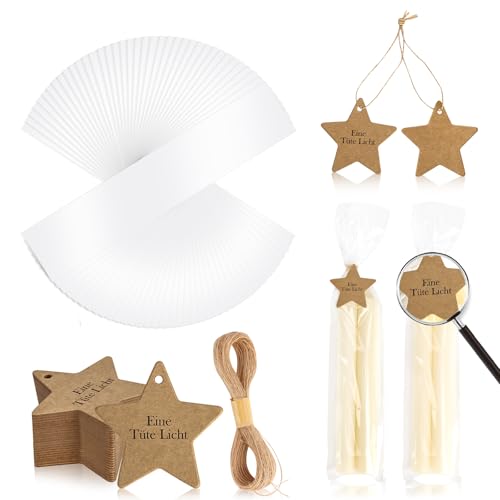 100 tüten kerzen durchsichtig folie für kerzen 100 Kraftpapier Geschenkanhänger mit Schnur Candle Bags für Weihnachten Birthday Party Valentinstag Hochzeit Geschenke