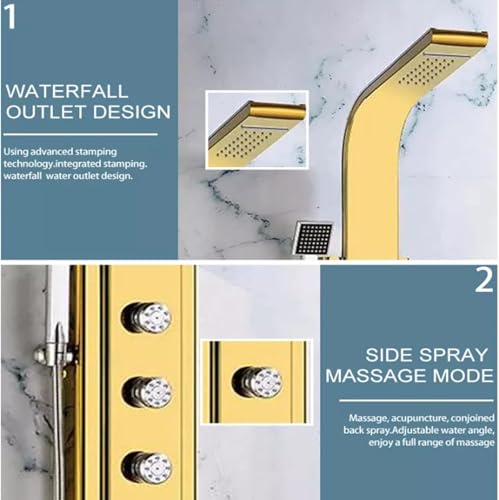 Columna de ducha inteligente de acero inoxidable de cinco velocidades montada en la pared, conjunto todo en uno para hotel miniatura 5