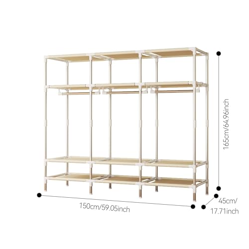 Portable Wardrobe Closet Durable and Easy to Assemble Heavy Duty Clothes Rack with Non-Woven Cover Fabric Best for Bedroom and Easy Storage and Organization (Grey-A) - Image 4