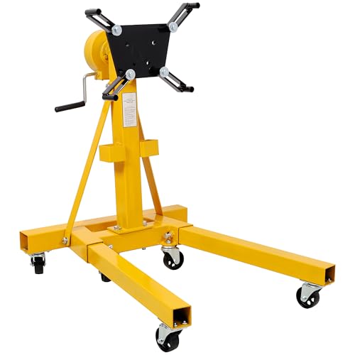 1500lbs Folding Engine Stand,Geared Rotating Head,360 Degree Adjustable Mounting Head,Yellow Color, 3/4 Ton (1500 lb) Capacity