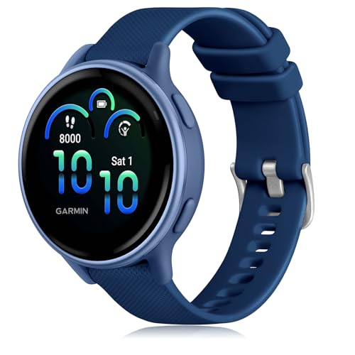 GEAK Compatible with Garmin Vivoactive 5 Watch Bands/Garmin Vivoactive 3 Watch Bands,20mm Silicone Band for Vivoactive 3 Music/Vivomove Sport,Forerunner 645/245 Music Smartwatch Women Men Navy