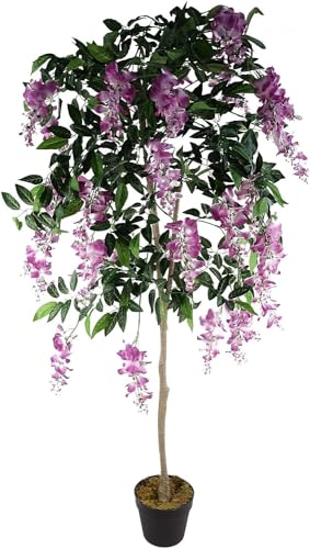 Image of Fox & Fern Artificial Bougainvillea Plant | with Basic Pot | Elevate Any Corner of Your Home /Office | Ornamental Plant Best for Home Decor (Pack of 1) (Ht. 4Ft) (Wisteria 160cm Pink) GAJW3489